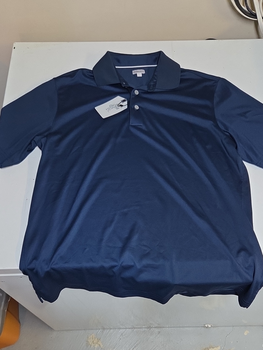 Ashworth Navy Blue Polo Golf Shirt - Short Sleeve Mebs Sz M NWT